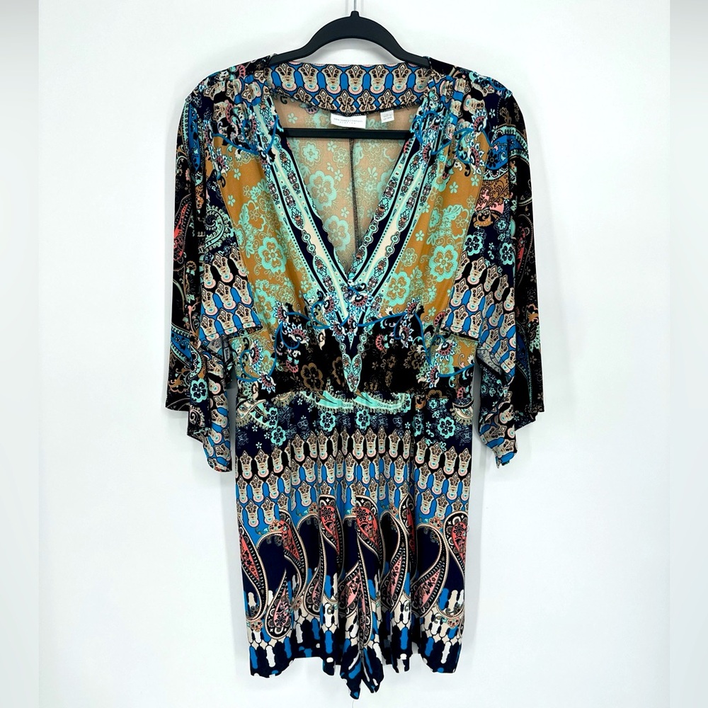 New York & Company Women’s Romper‎ Size Medium Boho Style One Piece With Pockets